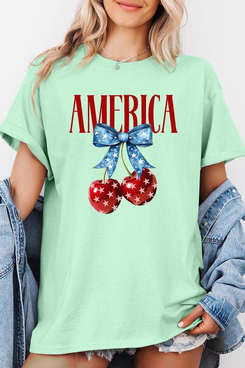 COLORBEAR - Wholesale T-Shirt (Graphic) - Women's - America Cherries Graphic Heavy Cotton Tee4
