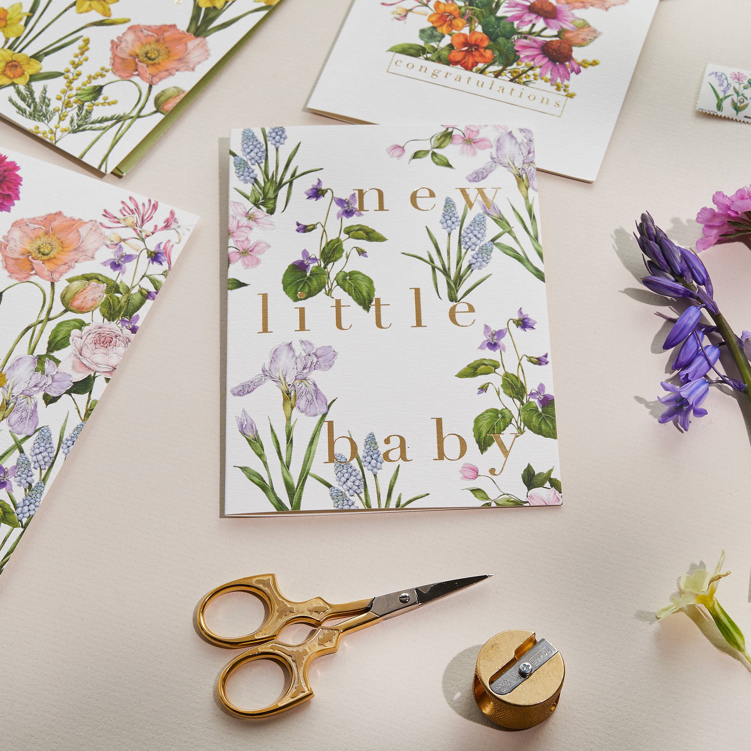 Catherine Lewis Design – wholesale Baby card – Bountiful Blooms - New little baby - Card1