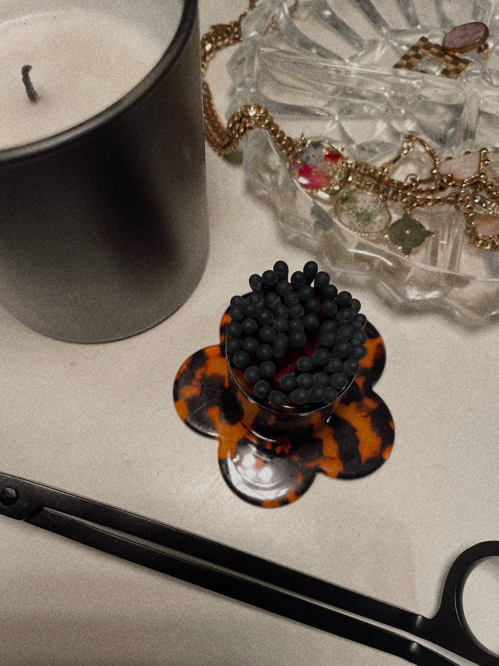 Girl Gang Craft - Wholesale Candle Holder - Tortoiseshell Flower Match Holder + Striker 1