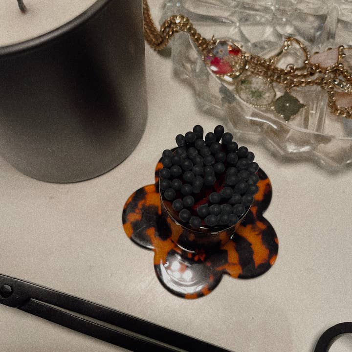 Girl Gang Craft - Wholesale Candle Holder - Tortoiseshell Flower Match Holder + Striker 1