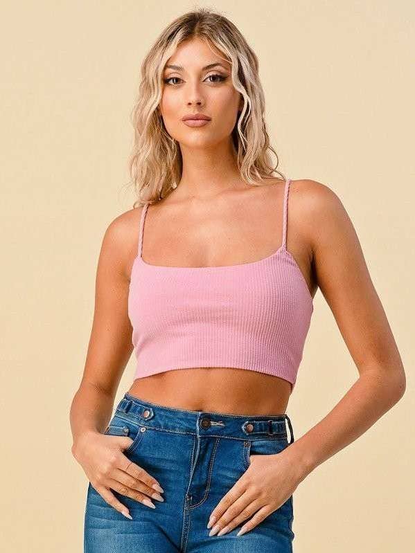 RC43547 - HAUT CAMISOLE EN CÔTES BROSSÉES À DOUBLE COUCHE pour la vente par Heart & Hips