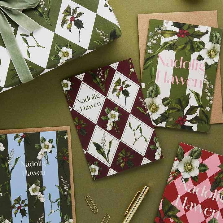 Catherine Lewis Design - Wholesale Christmas card - Nadolig Llawen - Carnivalesque -Cymraeg/Welsh Christmas Card2