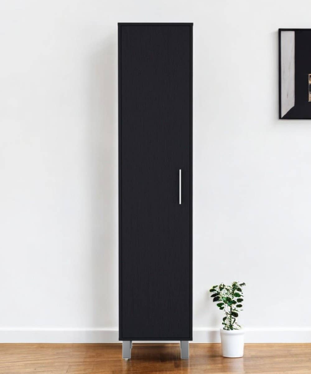 HomeRoots - Wholesale Kitchen storage/organiser - 71" Black Wood Pantry Or Storage Cabinet1