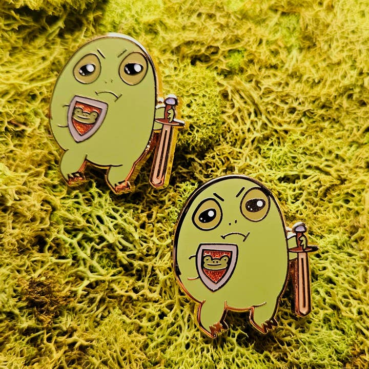 Floating Frogs - Wholesale Lapel Pin/Button - Warrior Frog Enamel Pin