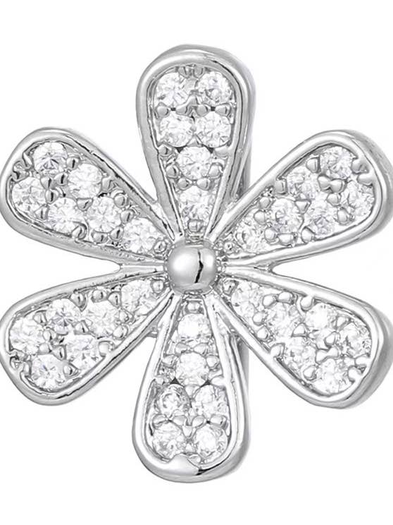 Slider Silver Flower Charm for wholesale by Gemelli