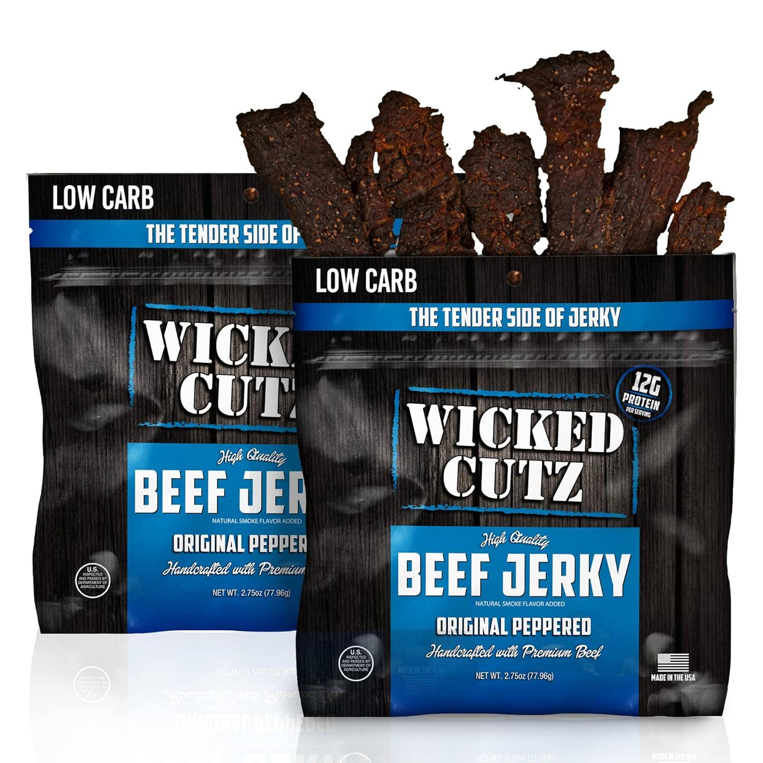 L&F Universal Goods - Wholesale Jerky - WICKED CUTZ BEEF JERKY 8/2.75OZ ORIGINAL PEPPERED0