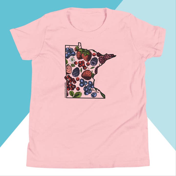 Minnesota Berries Fruit Strawberry Blueberry Raspberry Cherry Youth Shirt for wholesale by North Owl Apparel