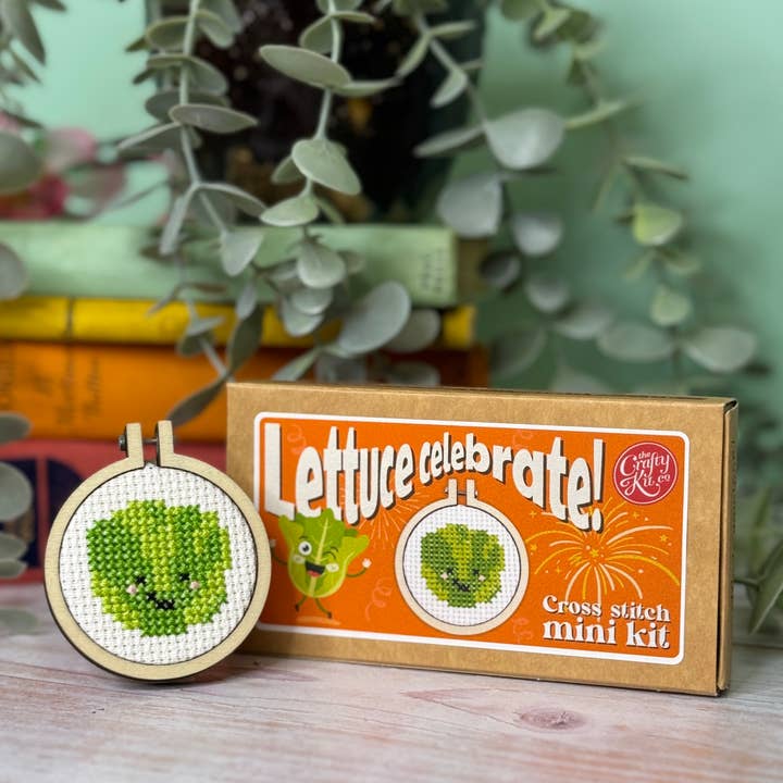 'Lettuce Celebrate!' Mini Cross Stitch Kit for wholesale by The Crafty Kit Company