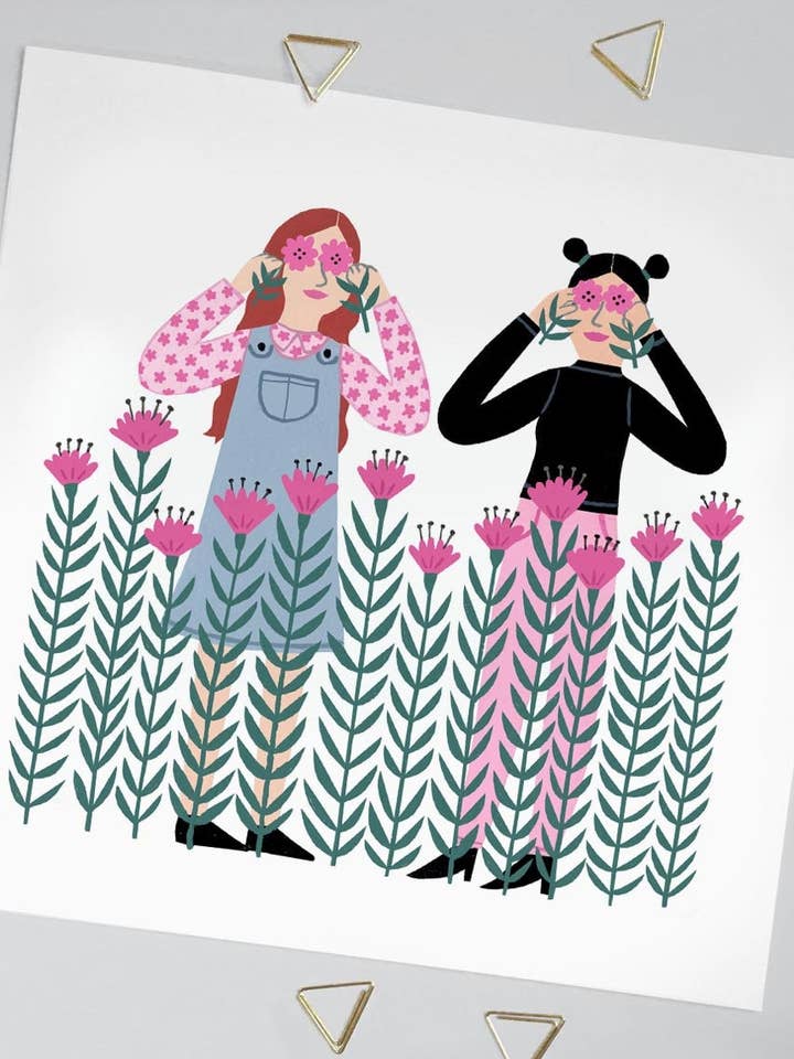 flower friends art print (8x8) for wholesale by Holly Maguire