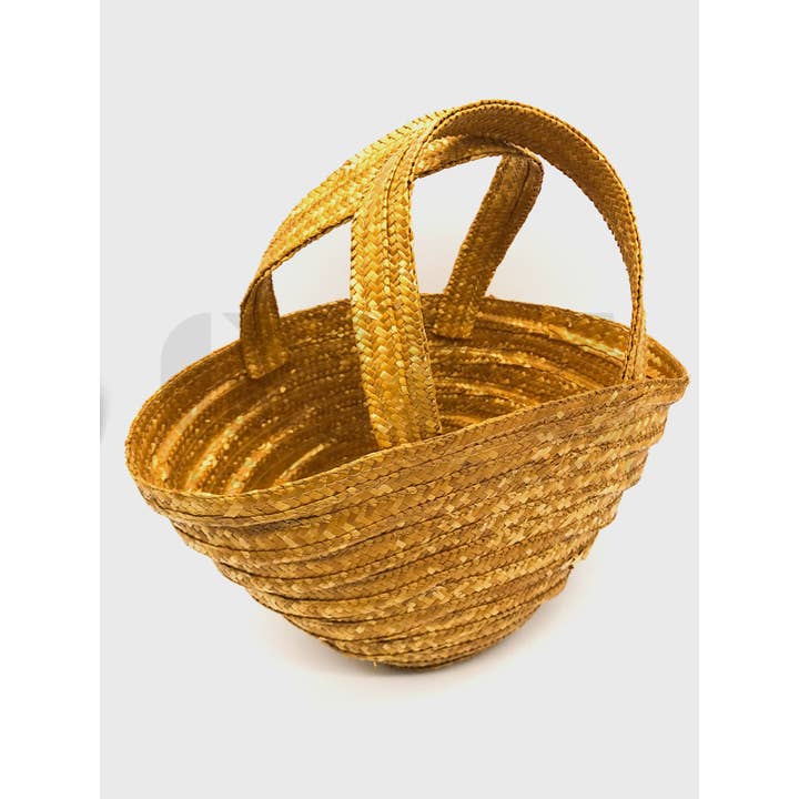 Gifa Accessori - Wholesale Beach Bag - Small wave straw bag with Gold Yellow G/04 handles