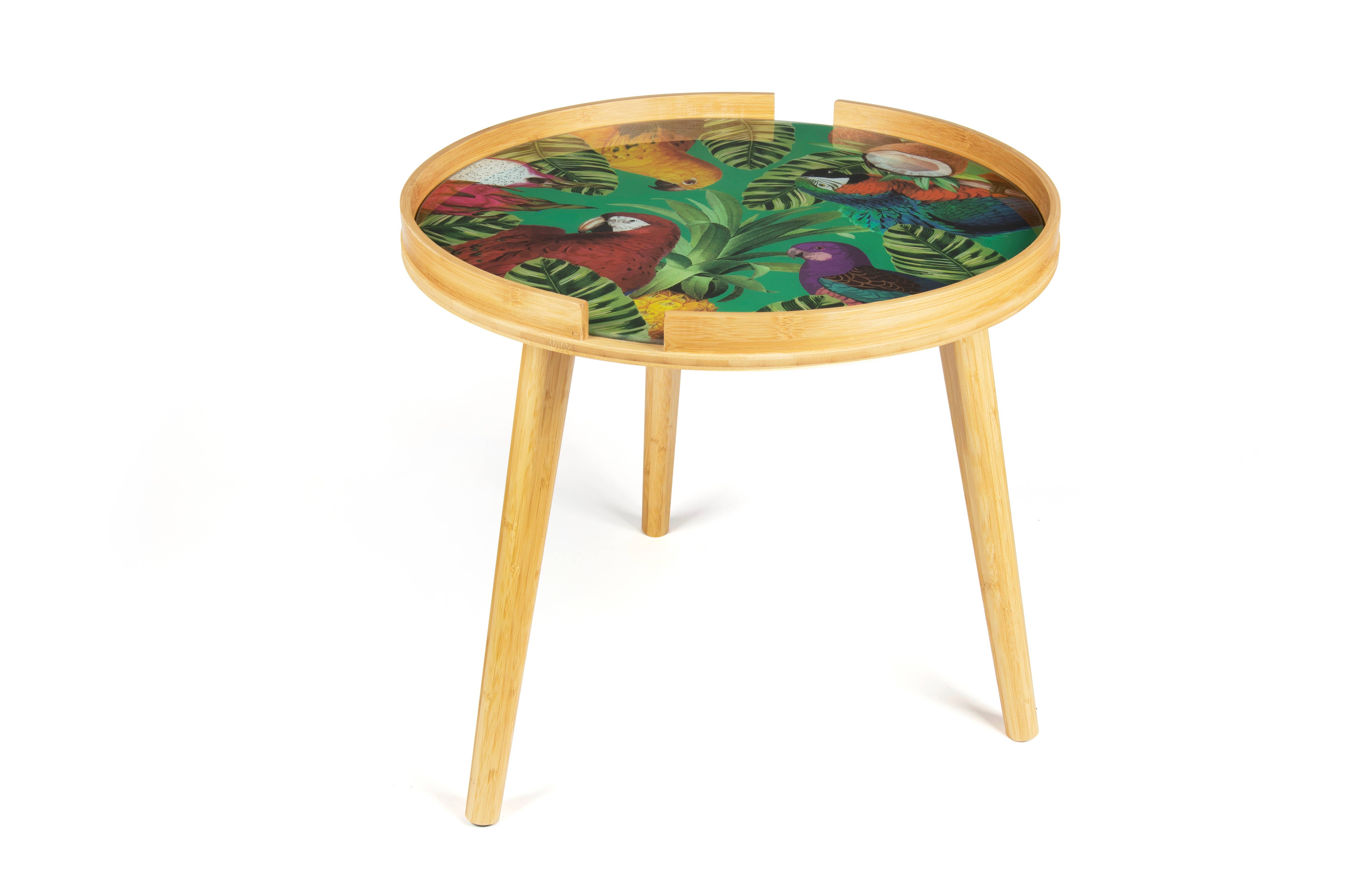 Bergamaschi & Vimercati S.p.a. - Wholesale Side Table - Havana Bamboo & Glass Coffee Table 48x48x44 cm Multicolor0