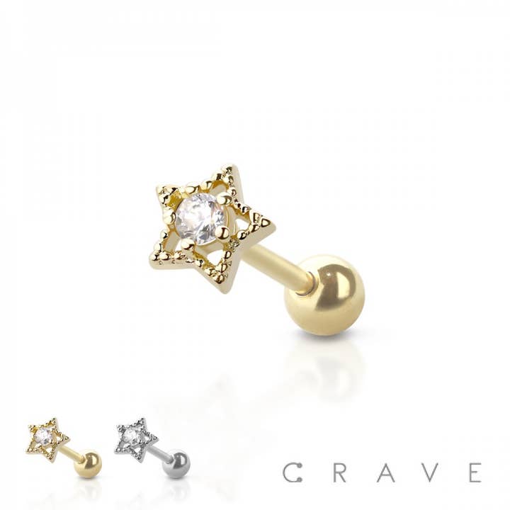 316L KIRURGISKT STÅL PÄRLA CENTRERAD STJÄRNA DESIGN BROSK för wholesale av CRAVE BODY JEWELRY