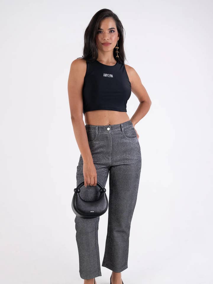 Pantalon de costume à paillettes Lupe pour la vente par Amy Lynn