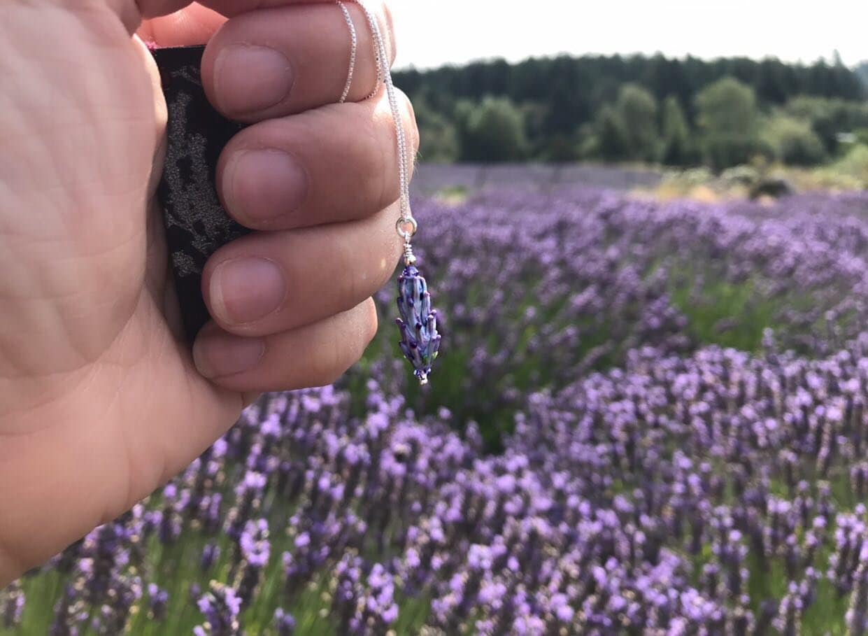 Lavender Beads – Engroshandel Halskæde med vedhæng – Lavendel glasperle vedhæng på 18" sølvkæde, lille3