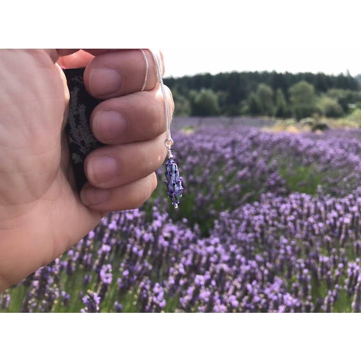 Lavender Beads – Engroshandel Halskæde med vedhæng – Lavendel glasperle vedhæng på 18" sølvkæde, lille3