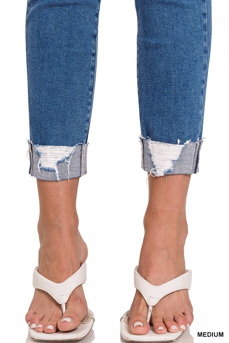MEDIUM  ....42POPS DISTRESSED CUFFED SKINNY JEANS for wholesale on Faire3