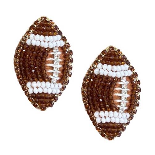 Bruine Kralen GameDay Voetbal Oorbellen voor wholesale door Gaby & Grace