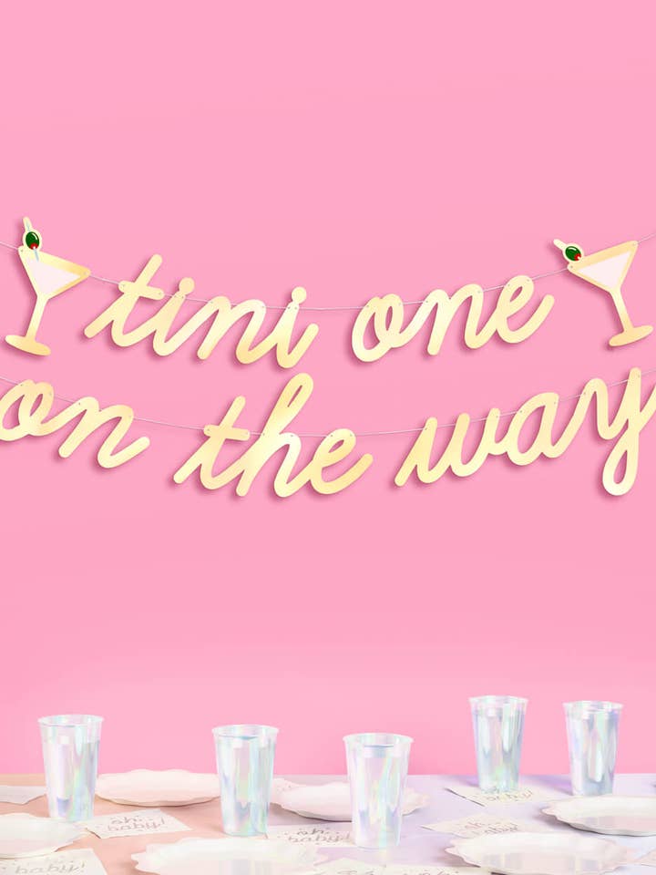Tini One On The Way Banner - gold foil banner, Baby Shower for wholesale by xo, Fetti