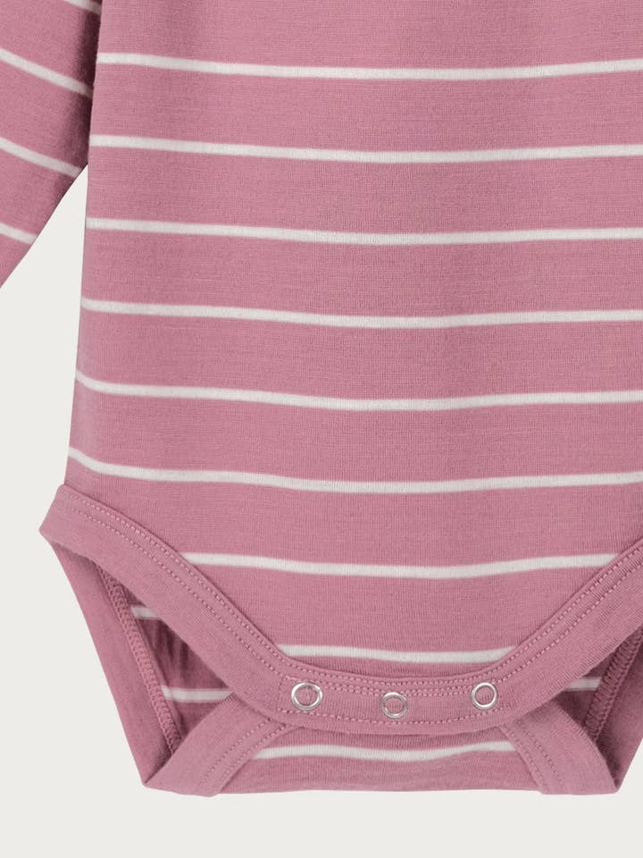 Babu - Wholesale Bodysuit (non-footed) – Baby - Merino Bodysuit - Blossom Stripe2