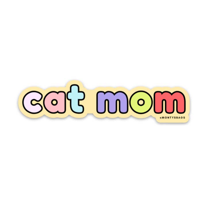 Cat Mom Rainbow Vinyl Sticker for wholesale by Monty's Bags