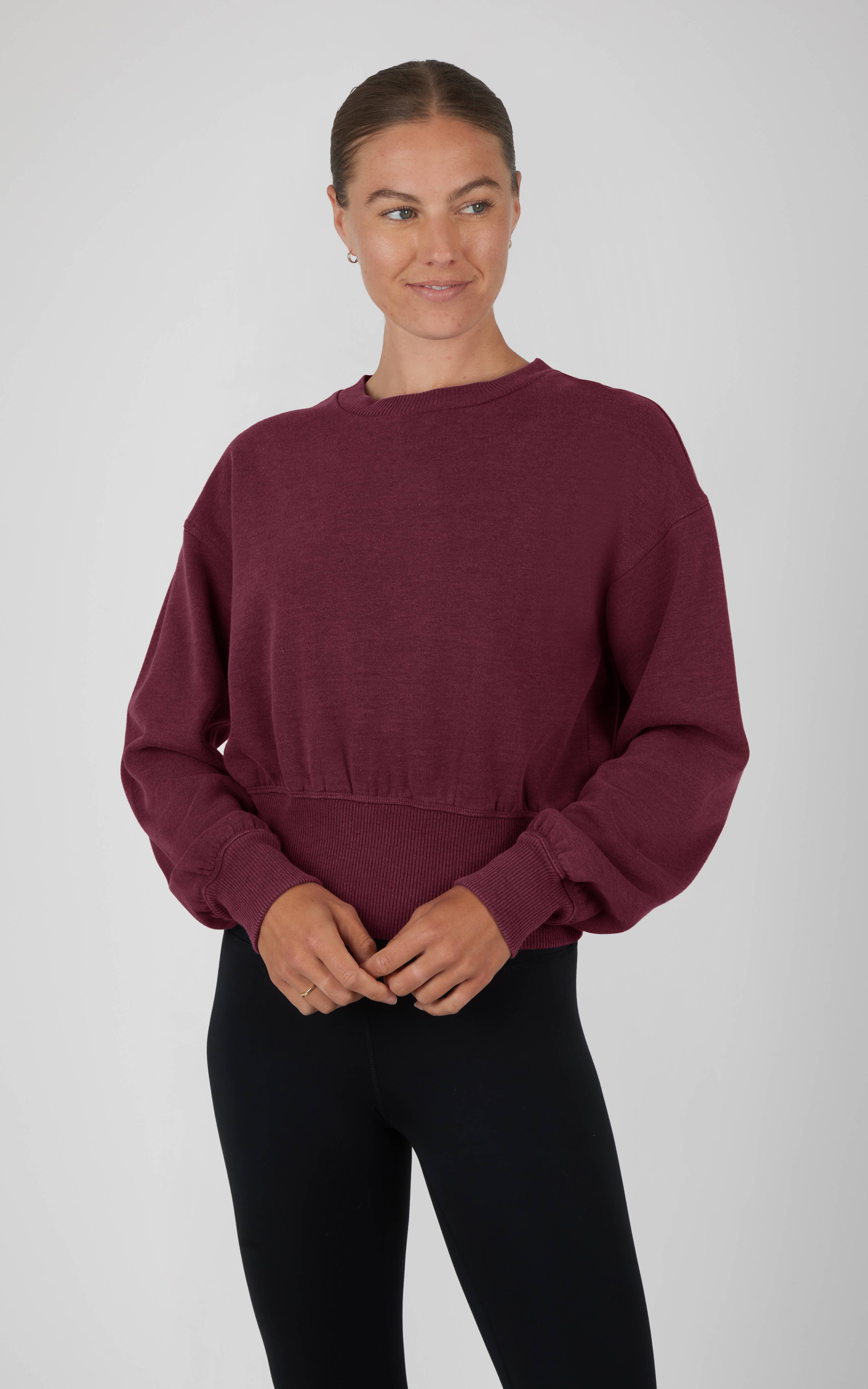 90 Degree by Reflex & Yogalicious - Wholesale Sweatshirt - Women's - Women's Lux Fleece Stone Wash Long Sleeve Pullover11