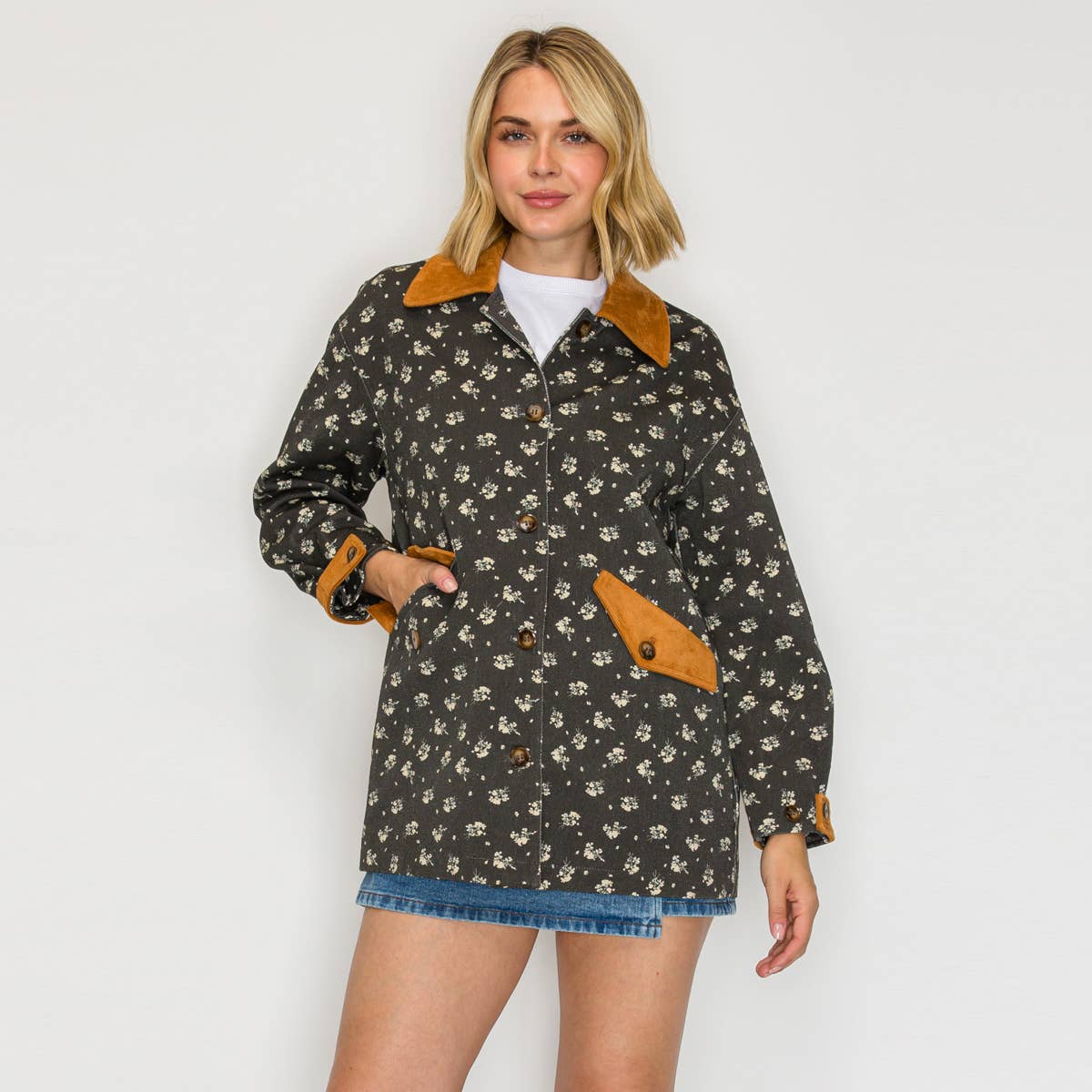 LoveWednesday – Blusão - Mulher por atacado – Casaco Acolchoado Floral Meadow Stroll - LWJ115910