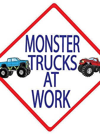 Adesivi murali Monster Truck/ Adesivi murali con cartello stradale Monster Trucks At Work Truck per la vendita all'ingrosso da parte di Presto Chango Decor