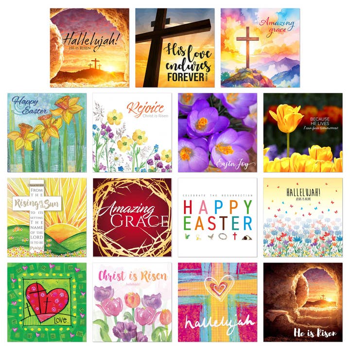 Multipack of 15 packs x 8 designs of Religious Easter Cards for wholesale by Just Cards Direct