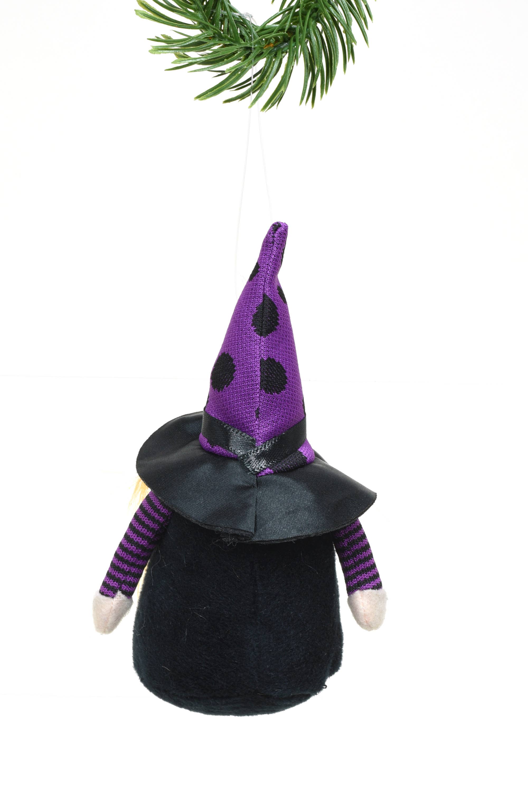 Starlight Collection - Vente Figurine décorative - Poupée Gnome d'Halloween Noire/Violette avec Chapeau de Sorcière à Pois2