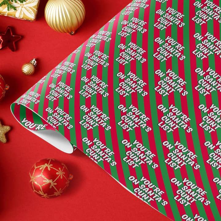 Dean Morris Cards - Wholesale Flat Wrap - Santa's C*nt List Christmas Gift Wrap1