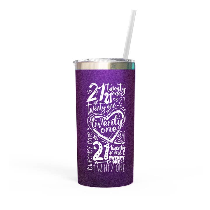 Zoey Christina - Wholesale Insulated Mug/Tumbler - 21st Birthday Travel Tumbler – Mint or Purple Milestone Gift