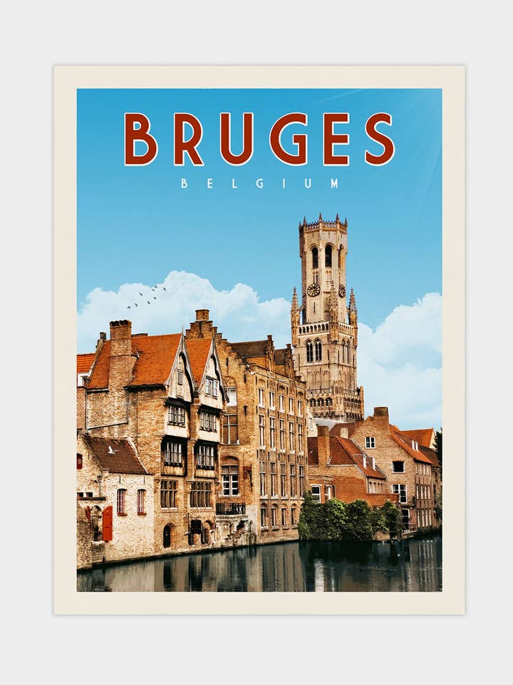 Bruges, Belgium - Vintage Travel Print for wholesale by Vintaprints