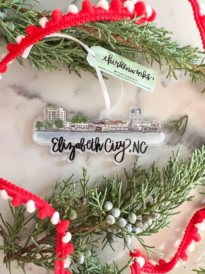 Elizabeth City, NC North Carolina Souvenir Landmark Acrylic ornament for wholesale by Thirteenwinks