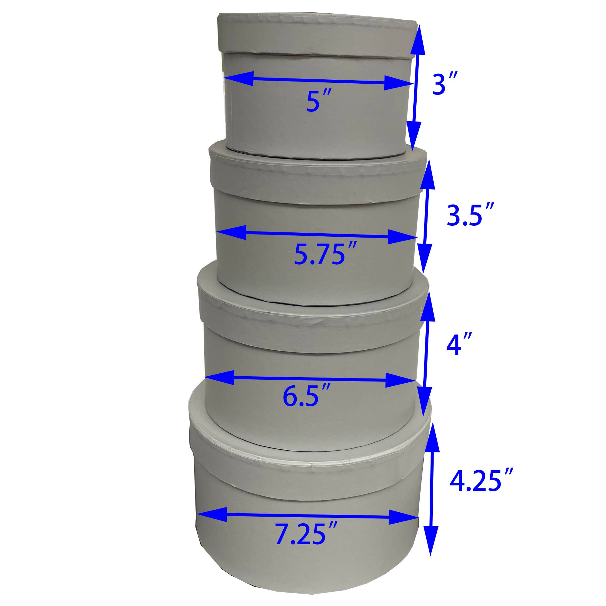 Bospak - Wholesale Gift Box - Set of 4 Grey Round  Nesting gift boxes with Lids1