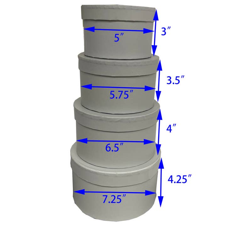 Bospak - Wholesale Gift Box - Set of 4 Grey Round Nesting gift boxes with Lids1