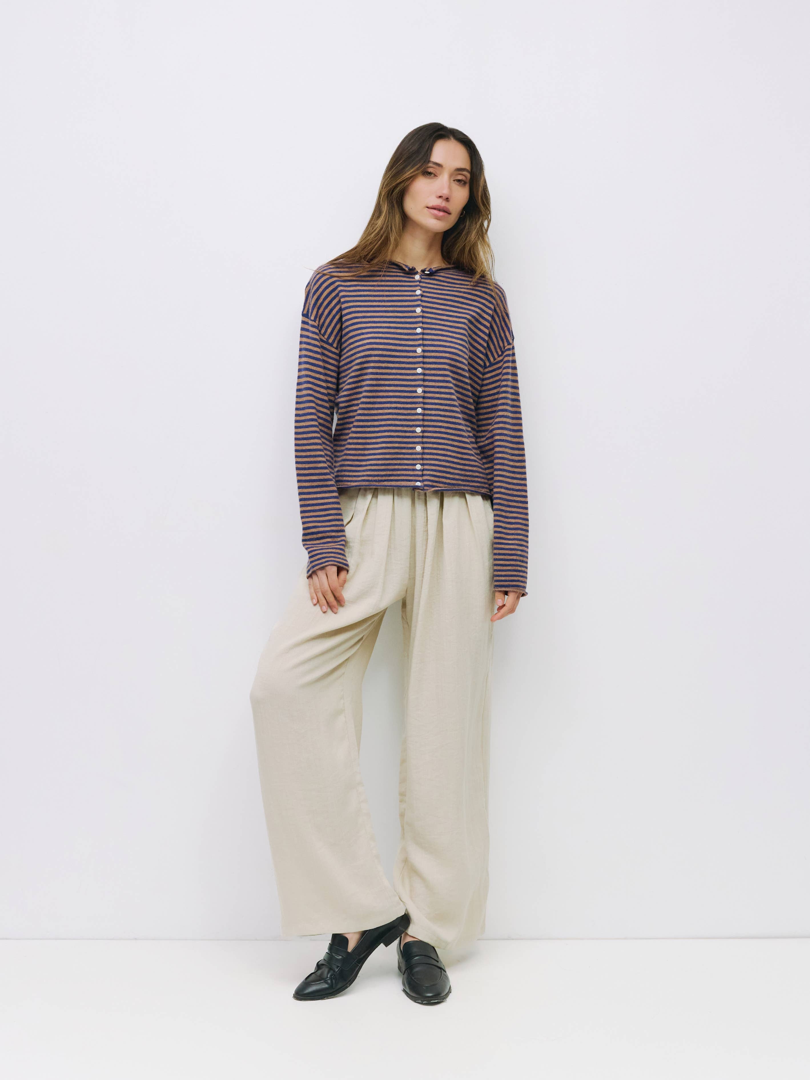 MOD REF - Wholesale Cardigan - Women's - The Elisa Cardigan | Striped Button-Down Cardigan0