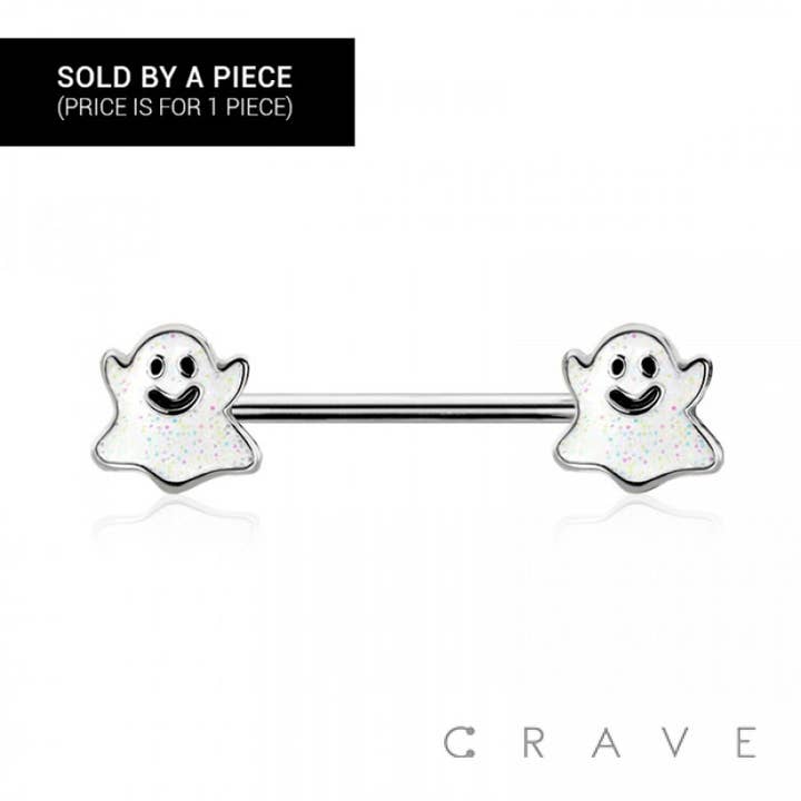 CRAVE BODY JEWELRY - Wholesale Nipple Ring - LITTLE GHOST NIPPLE BAR
