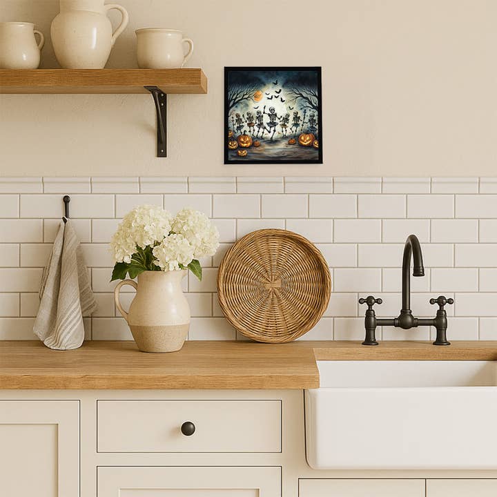 Dancing Skeletons Spooky Halloween Metal Print DAC2236 for wholesale by Caroline's Treasures