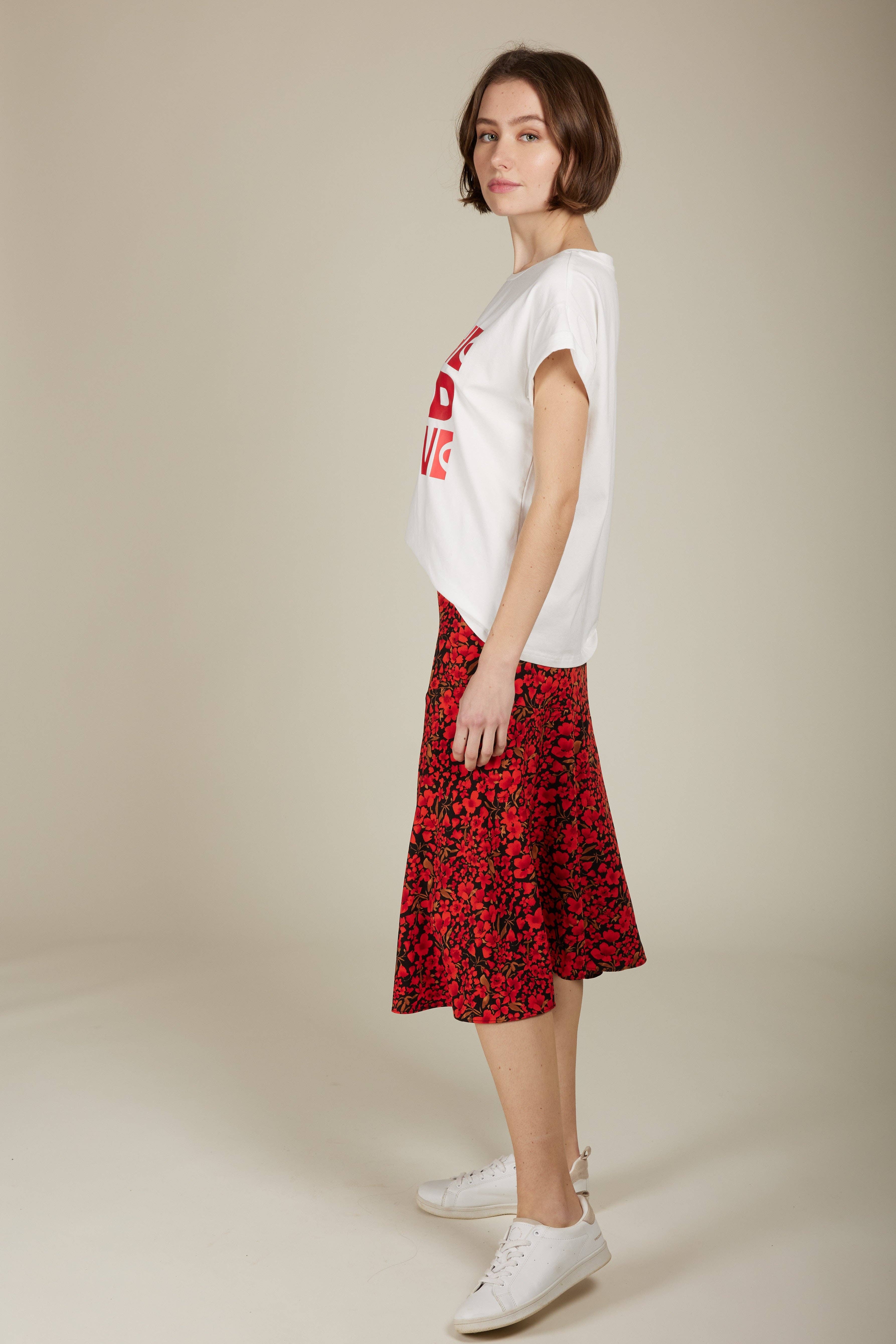 Andy & Lucy – Großhandel Rock – Damen – JEANINE - Blumenmuster Midirock2