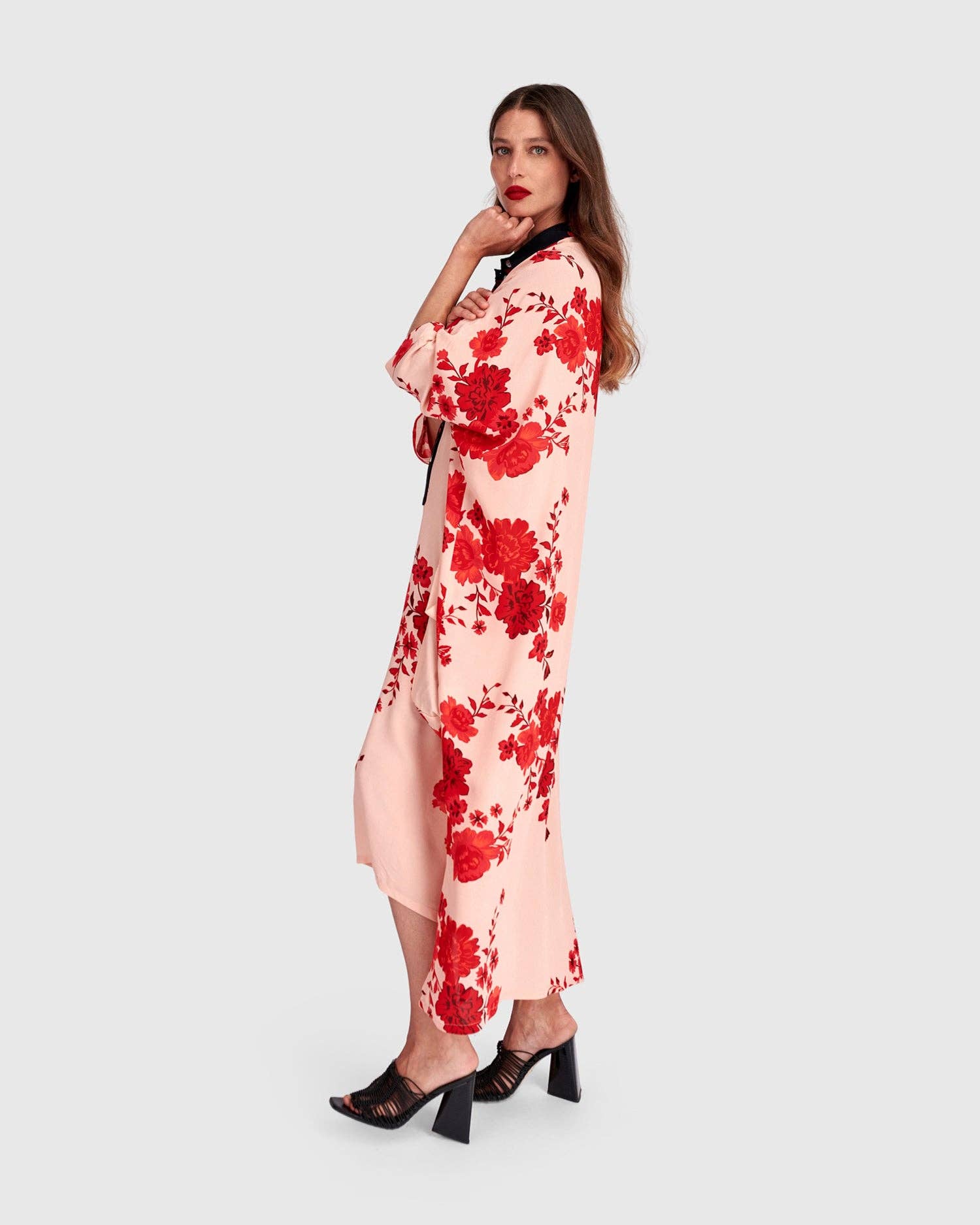 Poudre Kiku Oversized Dress, Apricot Floral for wholesale on Faire3