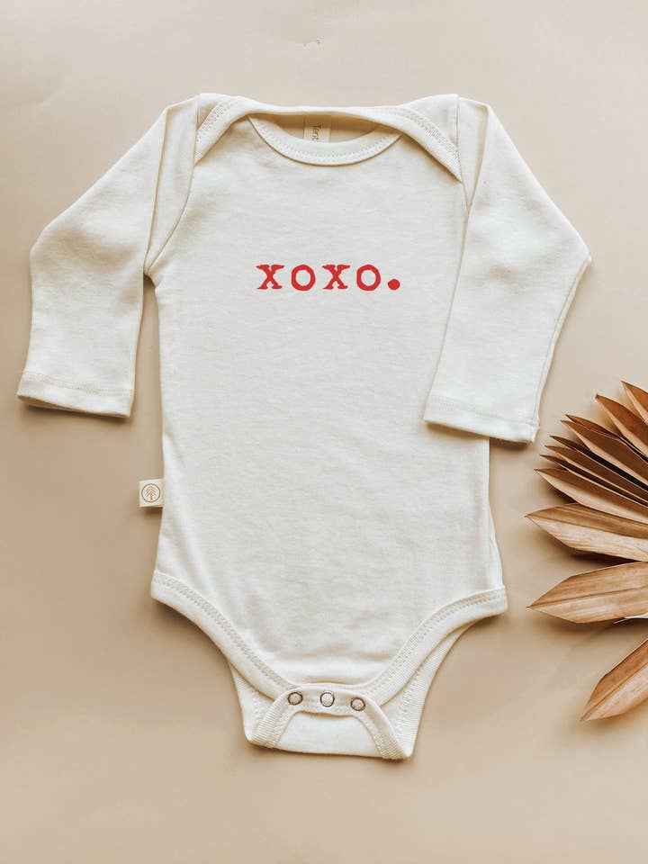 Xoxo. Organic Baby Bodysuit Long Sleeve for wholesale by Tenth & Pine