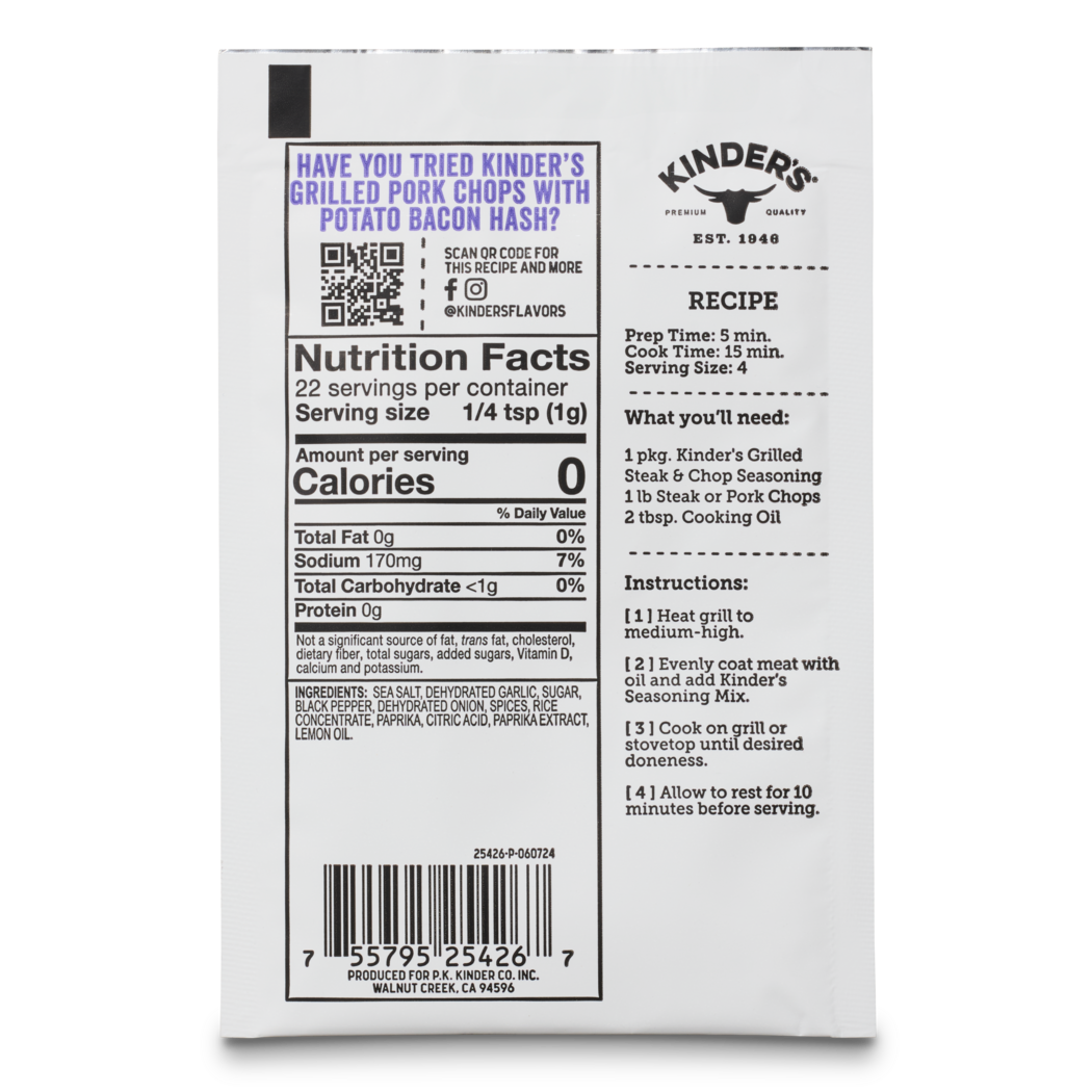 Kinder's Sauces & Seasonings - Vendita all'ingrosso Mix di spezie secche - Condimento alla griglia Bistecca e braciola alla griglia2