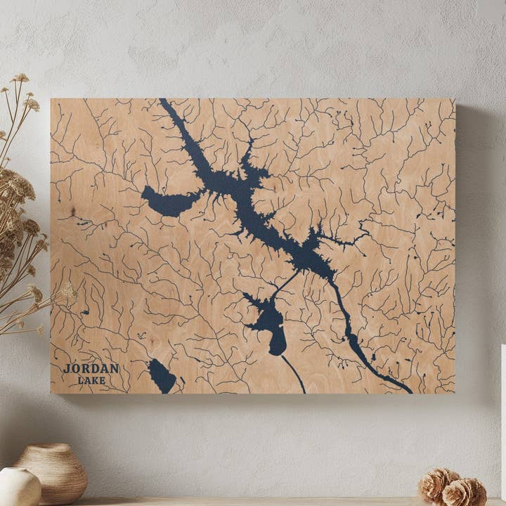 Jordan Lake Alabama Custom Lake Map for wholesale by Benoit's Design Co.
