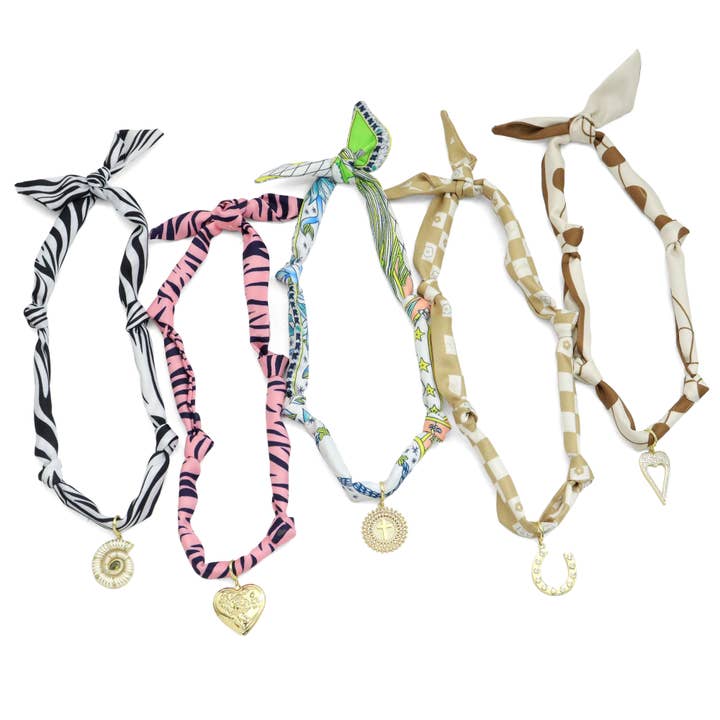 Convertible Scarf Necklace, Adjustable Silk Scarf Statement Necklace, sku#EF824-3 for wholesale by BestBeads&Beyond