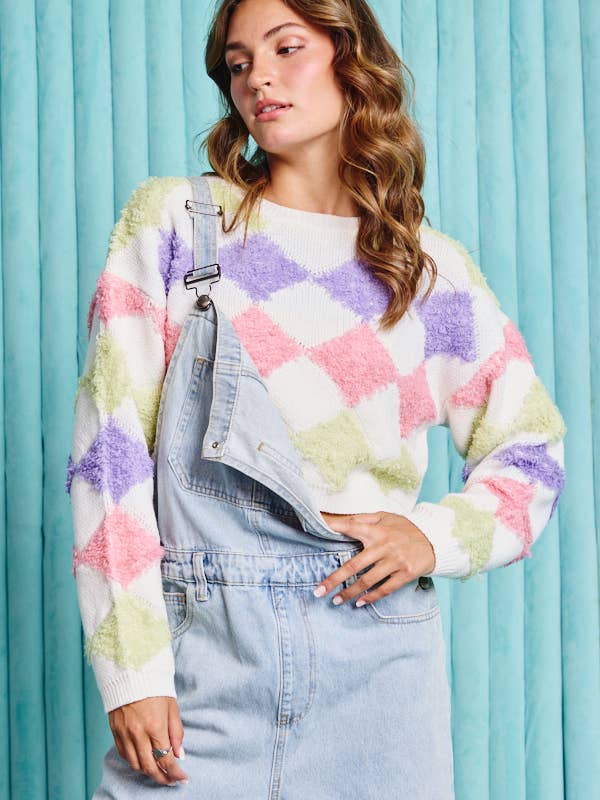 CAMISOLA FUZY DIAMANTE PETTERNED por atacado de Petal Dew