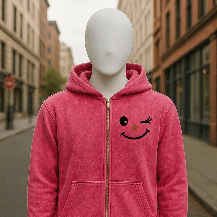 Rødrosa hættetrøje med lynlås for engroshandel hos fabrica personalizacion