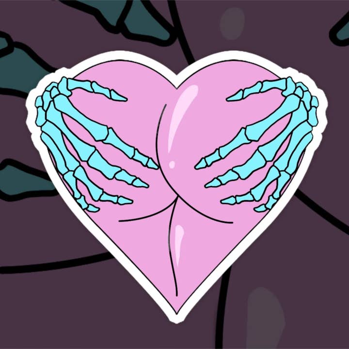 Pastel Goth Sticker - Heart Butt Water Bottle Decal for wholesale by Pretty Toxic Stickers