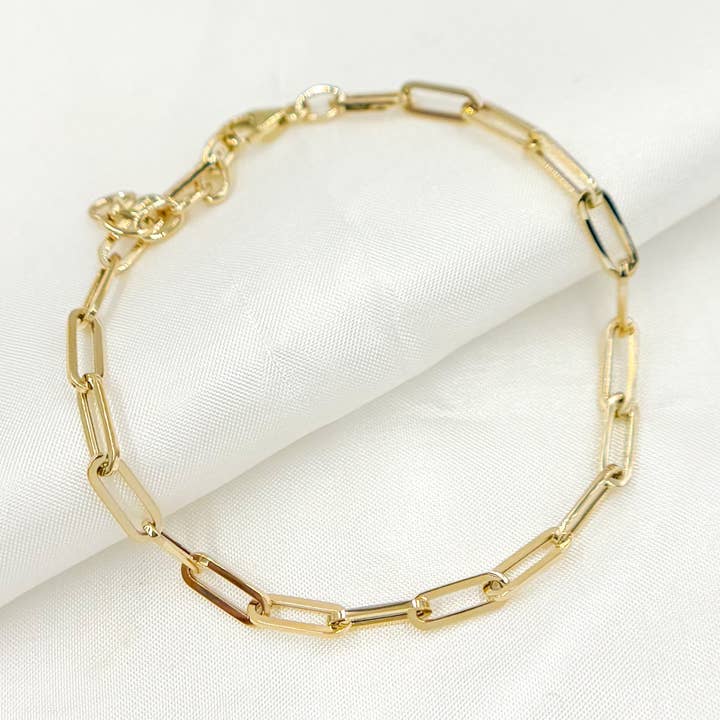 568/697/GBracciale. Bracciale a Maglie Piatte Tipo Graffetta in Oro Giallo 14K Vuoto per la vendita all'ingrosso da parte di Jewels & Chains
