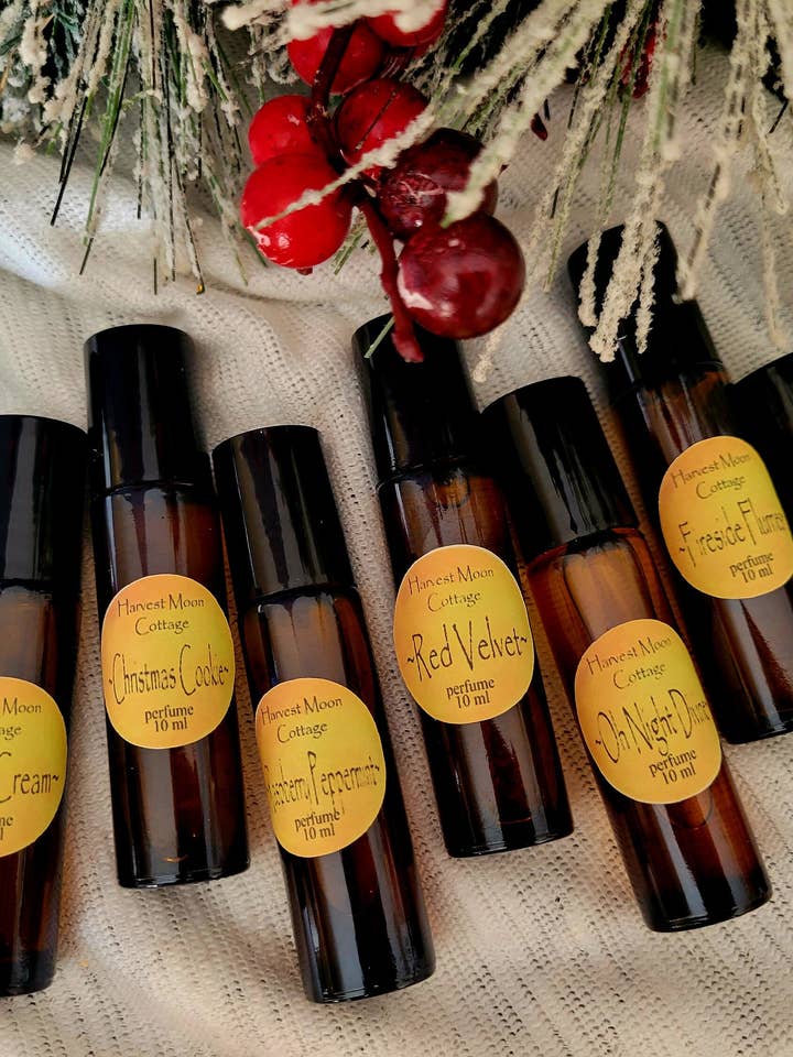 Christmas & Winter Rollerball Perfume Oils for wholesale by Harvest Moon Cottage Bath and Body