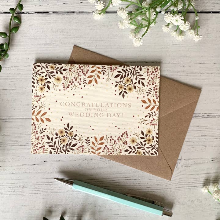 Autumn Wedding Day Greeting Card for wholesale by By Becky Amelia